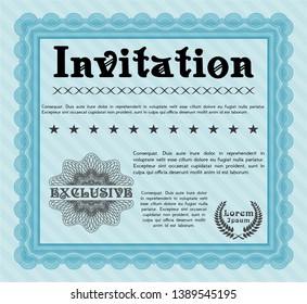 Light blue Retro invitation template. Money Pattern. With complex linear background. Detailed. 