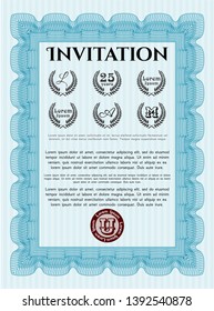 Light blue Retro invitation template. Vector illustration. With background. Beauty design. 