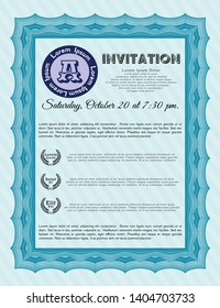 Light blue Retro invitation template. Money Pattern. Easy to print. Vector illustration. 