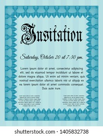 Light blue Retro invitation template. Vector illustration. Complex background. Elegant design. 