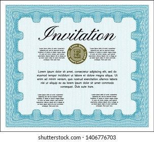 Light blue Retro invitation template. With quality background. Vector illustration. Modern design. 