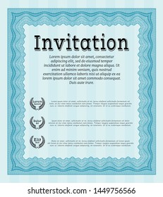 Light blue Retro invitation template. With linear background. Perfect design. Customizable, Easy to edit and change colors. 