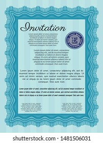 Light blue Retro invitation template. Nice design. Vector illustration. With complex background. 