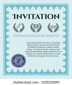 Light blue Retro invitation template. Customizable, Easy to edit and change colors. Easy to print. Nice design. 