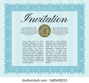 Light blue Retro invitation template. With quality background. Vector illustration. Retro design. 