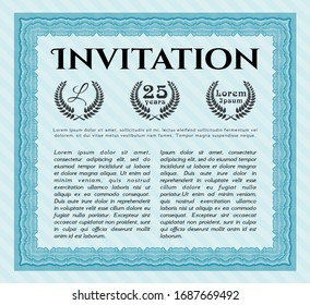 Light blue Retro invitation template. With background. Superior design. Customizable, Easy to edit and change colors. 