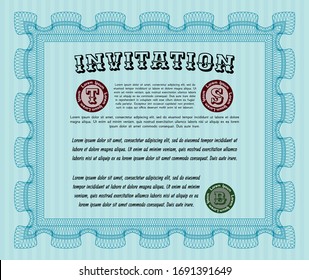 Light blue Retro invitation template. Vector illustration. With complex background. Excellent design. 