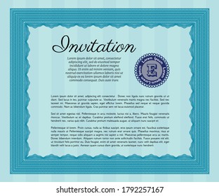 Light blue Retro invitation template. Money Pattern. With complex linear background. Detailed. 