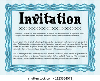 Light blue Retro invitation. Vector illustration. Complex background. Good design. 