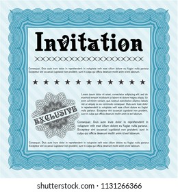 Light blue Retro invitation. Vector illustration. Complex background. Lovely design. 