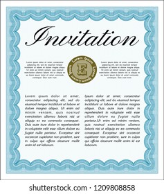 Light blue Retro invitation. Vector illustration. With complex background. Retro design. 
