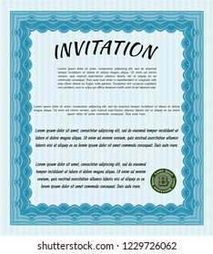 Light blue Retro invitation. Vector illustration. With complex background. Superior design. 