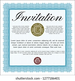 Light blue Retro invitation. Vector illustration. With background. Elegant design. 