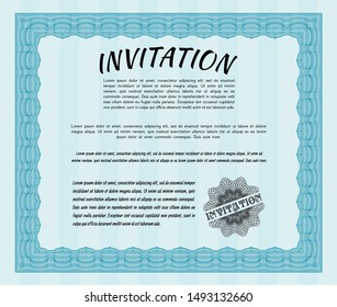 Light blue Retro invitation. Vector illustration. With complex background. Good design. 