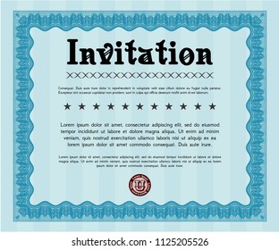 Light blue Retro vintage invitation. Good design. Vector illustration. Printer friendly. 
