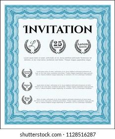 Light blue Retro vintage invitation. Elegant design. Customizable, Easy to edit and change colors. With quality background. 