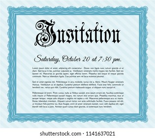  Light blue Retro vintage invitation. Nice design. Complex background. Vector illustration. 