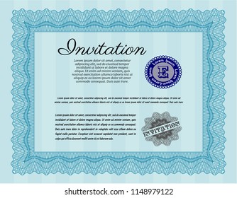 Light blue Retro vintage invitation. Complex background. Customizable, Easy to edit and change colors. Elegant design. 