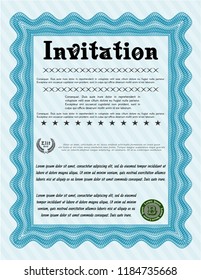 Light blue Retro vintage invitation. Money style design. Detailed. With quality background. 