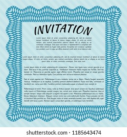 Light blue Retro vintage invitation. Customizable, Easy to edit and change colors. Complex background. Retro design. 