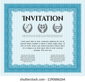 Light blue Retro vintage invitation. Detailed. With quality background. Artistry design. 