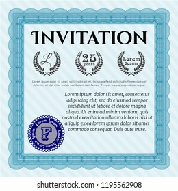 Light blue Retro vintage invitation. Printer friendly. Customizable, Easy to edit and change colors. Money design. 