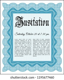 Light blue Retro vintage invitation. Vector illustration. Easy to print. Excellent design. 