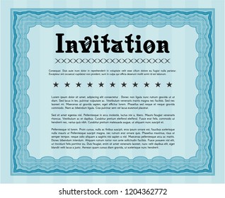Light blue Retro vintage invitation. Good design. Vector illustration. With linear background. 
