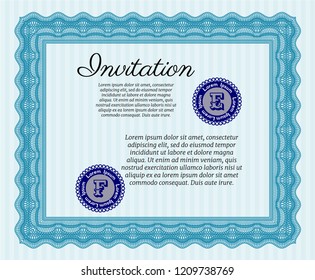 Light blue Retro vintage invitation. Perfect design. With quality background. Customizable, Easy to edit and change colors. 