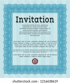 Light blue Retro vintage invitation. Detailed. Complex background. Beauty design. 