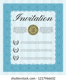  Light blue Retro vintage invitation. With complex background. Customizable, Easy to edit and change colors. Modern design. 