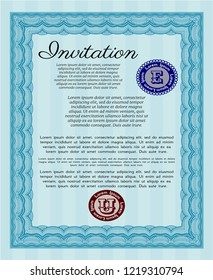 Light blue Retro vintage invitation. With quality background. Artistry design. Vector illustration. 