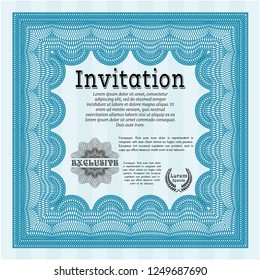 Light blue Retro vintage invitation. Good design. With linear background. Customizable, Easy to edit and change colors. 