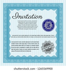 Light blue Retro vintage invitation. With complex background. Money style design. Vector illustration. 