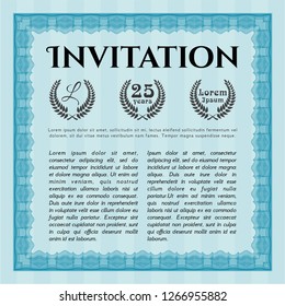 Light blue Retro vintage invitation. With background. Customizable, Easy to edit and change colors. Superior design. 