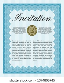 Light blue Retro vintage invitation. With quality background. Money Pattern design. Customizable, Easy to edit and change colors. 