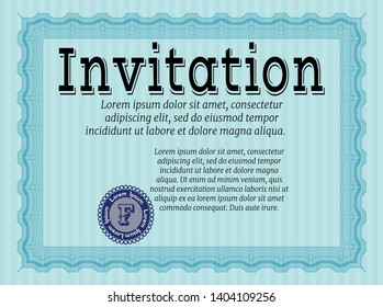 Light blue Retro vintage invitation. Artistry design. Customizable, Easy to edit and change colors. With complex background. 