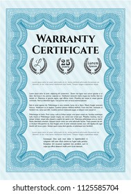 Light blue Retro vintage Warranty Certificate. Money Pattern design. Customizable, Easy to edit and change colors. Easy to print. 
