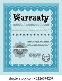 Light blue Retro vintage Warranty Certificate. Customizable, Easy to edit and change colors. With linear background. Good design. 