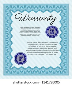 Light blue Retro vintage Warranty Certificate. With linear background. Customizable, Easy to edit and change colors. Sophisticated design. 