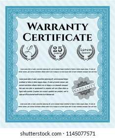 Light blue Retro vintage Warranty Certificate. Elegant design. Customizable, Easy to edit and change colors. With complex background. 