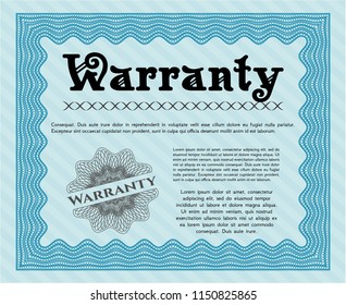 Light blue Retro vintage Warranty Certificate. Customizable, Easy to edit and change colors. Printer friendly. Lovely design. 