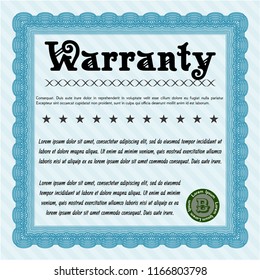 Light blue Retro vintage Warranty Certificate. Cordial design. Customizable, Easy to edit and change colors. With background. 