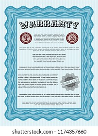 Light blue Retro vintage Warranty Certificate. With complex background. Beauty design. Customizable, Easy to edit and change colors. 