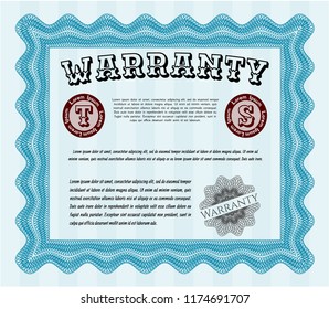 Light blue Retro vintage Warranty Certificate. Beauty design. Customizable, Easy to edit and change colors. With complex background. 