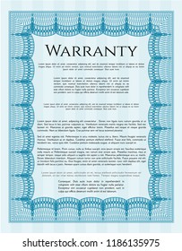 Light blue Retro vintage Warranty Certificate. With guilloche pattern and background. Artistry design. Customizable, Easy to edit and change colors. 