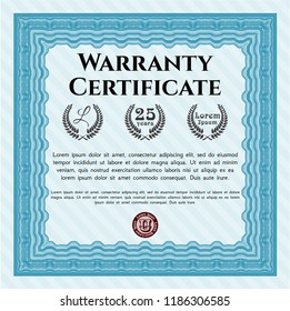 Light blue Retro vintage Warranty Certificate. Customizable, Easy to edit and change colors. Printer friendly. Nice design. 