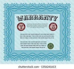 Light blue Retro vintage Warranty Certificate. Vector illustration. Easy to print. Superior design. 