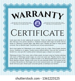 Light blue Retro vintage Warranty Certificate. Money Pattern design. Customizable, Easy to edit and change colors. Easy to print. 