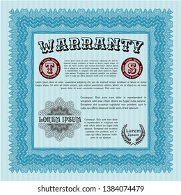 Light blue Retro vintage Warranty Certificate. With linear background. Modern design. Customizable, Easy to edit and change colors. 